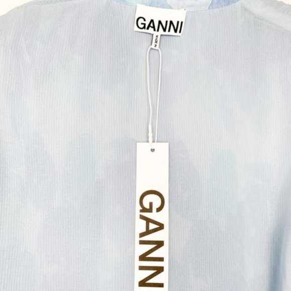 GANNI BLUE PRINTED MINI DRESS NWT SZ 38 - Picture 5 of 6